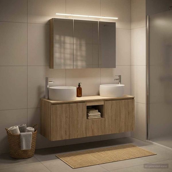 vidaXL Set kabinetov do kúpeľne 4 pcs Dub sonoma Kompozitné drevo