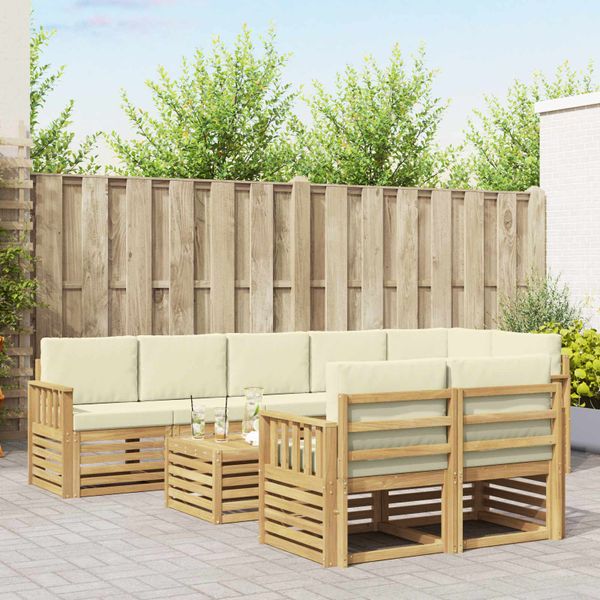 vidaXL Záhradná súprava gaučov 8 pcs Biela a krémová 59 x 59 x 37 cm