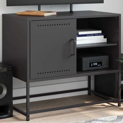 vidaXL TV skrinka čierna 68x39x60,5 cm oceľ