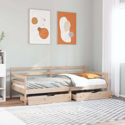vidaXL Denná posteľ so zásuvkami 90x190 cm masívna borovica