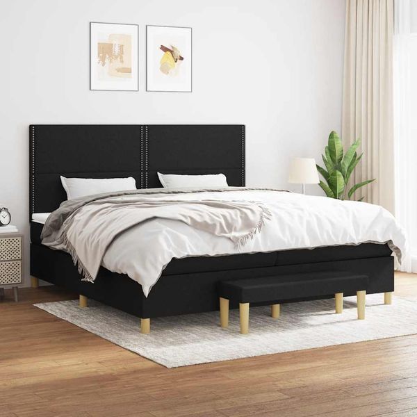 vidaXL Boxspring posteľ s matracom čierna 200x200 cm látka