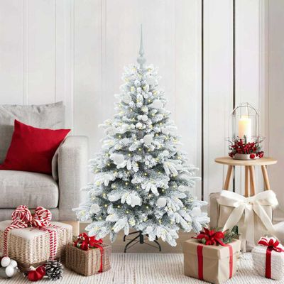 vidaXL Umelý vianočný stromček s 150 LED-i Biela 120 cm PE a PVC