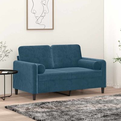 vidaXL Dekoratívne vankúše 2 ks modré Ø15x50 cm zamat