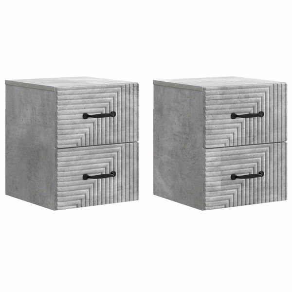 vidaXL Nástenná nočná skrinka 2 pcs Betónovo sivá 34,5 x 33 x 40 cm