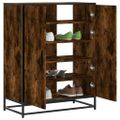 vidaXL Skrinka na topánky, tmavý dub 75x38x97,5cm kompozitné drevo+kov