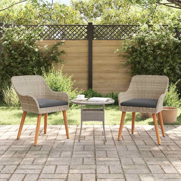vidaXL Záhradná stolička 2 pcs Svetlosivá 62.5 x 55 x 82 cm polyratan