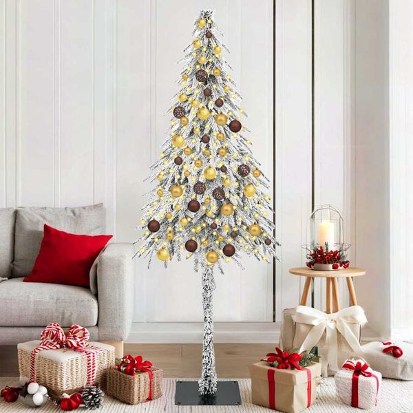 vidaXL Vianočný stromček s 300 LED-i Biela 180 cm PE a oceľ