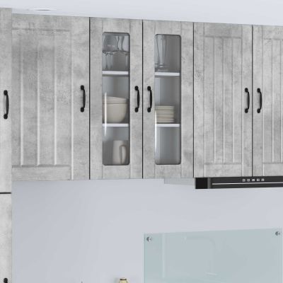 vidaXL Nástenný sklenený kabinet LUCCA Betónovo sivá 60 x 31 x 80 cm