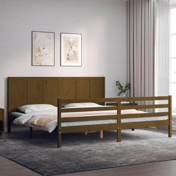 vidaXL Posteľný rám s čelom medovo-hnedý 200x200 cm masívne drevo