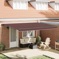 vidaXL Rám markízy Hnedá 450 × 300 cm Polyester s PU povrchom