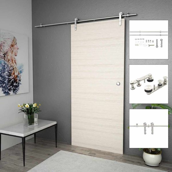 vidaXL Kovanie na posuvné dvere 183 cm, nehrdzavejúca oceľ, strieborné