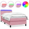 vidaXL Posteľný rám boxsping s matracom a LED ružový 120x210 cm zamat