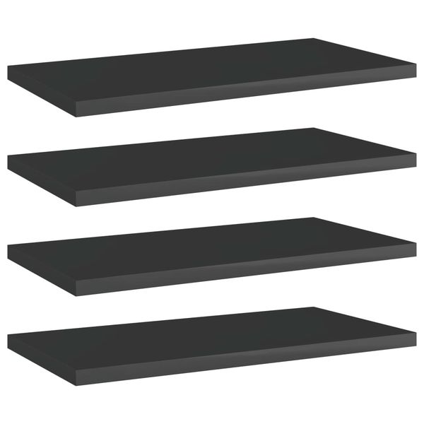 vidaXL Prídavné police 4 ks, lesklé čierne 40x20x1,5 cm, drevotrieska