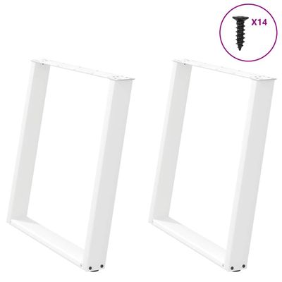 vidaXL Nohy k jedálenskému stolu v tvare U, 2 ks, biele, 70 x (72-73) cm, oceľové
