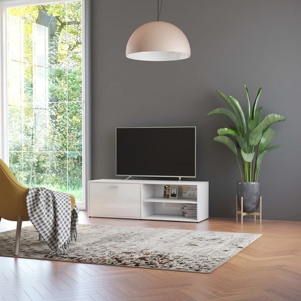 vidaXL TV skrinka, lesklá biela 120x34x37 cm, kompozitné drevo