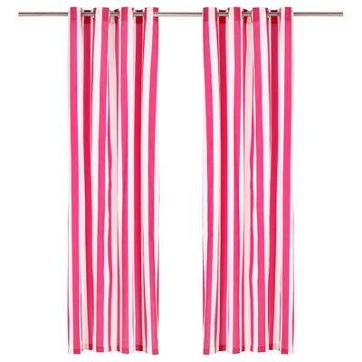 vidaXL Závesy s kovovými očkami 2 ks látka 140x175 cm ružové prúžky