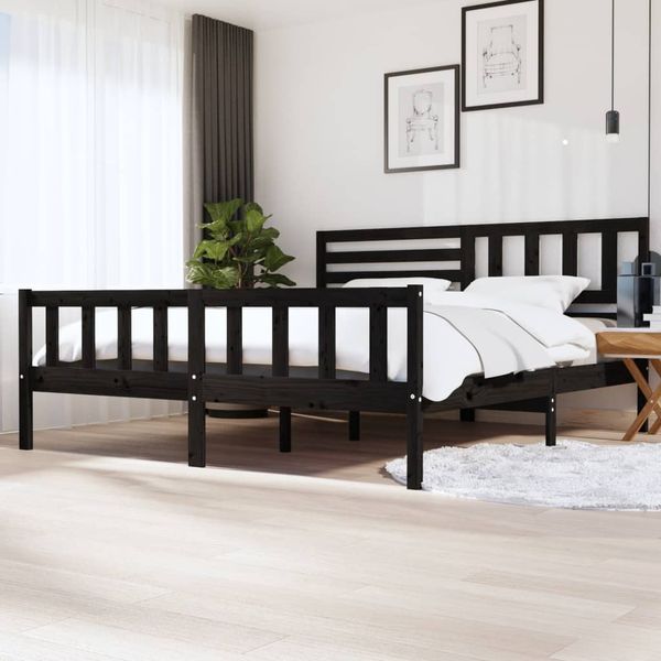 vidaXL Posteľný rám čierny masívne drevo 200x200 cm