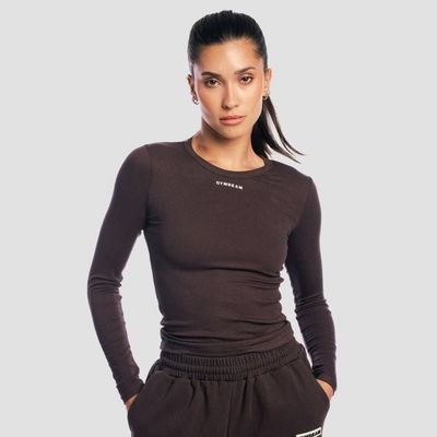 Dámske tričko s dlhým rukávom Aura Tee Brown - GymBeam, veľkosť S