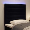 vidaXL LED hlavová doska s LED pásikmi Čierny 90 cm látka