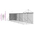 vidaXL Vonkajší koterec pre psov so strechou striebor. 2x10x2,5m oceľ