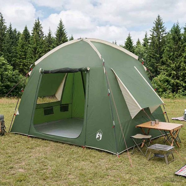 vidaXL Stan chata so strechou Zelená 210 x 210 x 138 cm Polyester