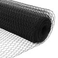 vidaXL Hexagonálny plot s stĺpom 100 x 1 m PVC potiahnutá oceľ Sivá