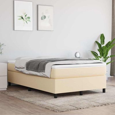 vidaXL Posteľný rám s boxspringom krémová 120x200 cm látka