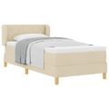 vidaXL Posteľ s pružinovým rámom Krémová 90 x 190 cm látka