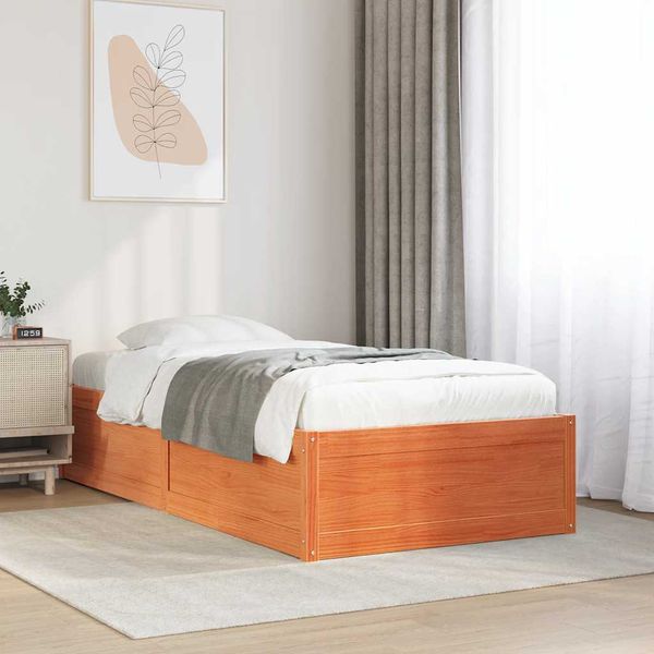 vidaXL Posteľ bez matraca voskovo hnedá 100x200 cm masívna borovica