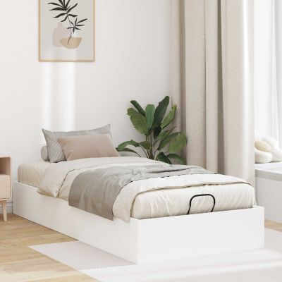 vidaXL Otomanový posteľný rám Biely 80,5 x 200 cm Konštruované drevo
