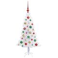 vidaXL Umelý vianočný stromček s 150 LED-i Biela 120 cm PVC a oceľ