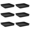 vidaXL Štvorcový kvetinový podnos 6 ks Čierna 15 x 15 x 2 cm Plast