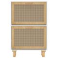 vidaXL Botník biely 52x25x80 cm spracované drevo a prírodný ratan
