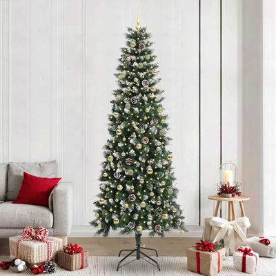 vidaXL Umelý vianočný stromček Zelená 240 cm PVC, plast a oceľ