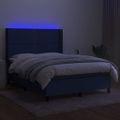 vidaXL Posteľ boxsping s matracom a LED modrá 140x200 cm látka