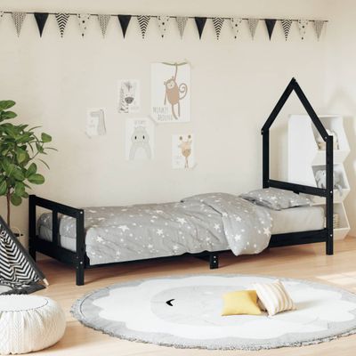 vidaXL Rám detskej postele čierny 80x200 cm masívna borovica