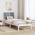 vidaXL Rám postele s čalúneným čelom s čelnou doskou Biela 75 x 190 cm