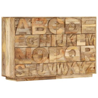 vidaXL Skrinka s abecedou so 6 zásuvkami 120x35x79 cm, mangový masív