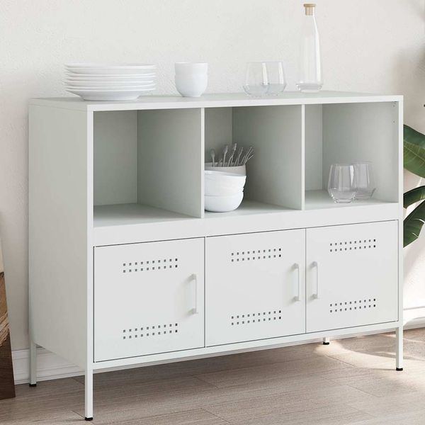 vidaXL Komoda bela 100,5x39x79 cm oceľ