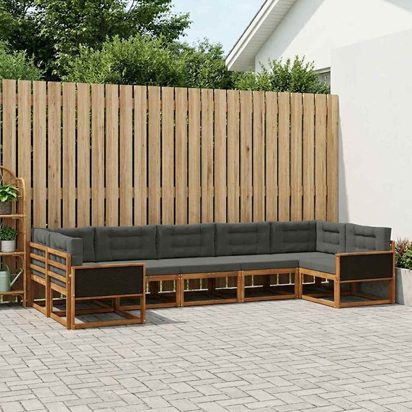 vidaXL Záhradná súprava gaučov s vankúšom 7 pcs Prírodná a antracitová