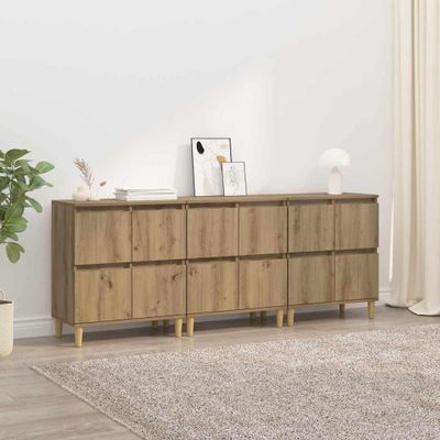 vidaXL Komody 3 pcs Remeselný dub 60 x 35 x 70 cm Kompozitné drevo