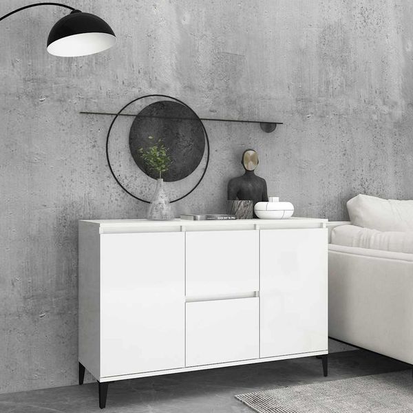 vidaXL Komoda, lesklá biela 102x35x70 cm, kompozitné drevo
