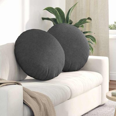vidaXL Vankúše na sedenie 2 pcs Tmavo šedá Ø60 x 21 cm