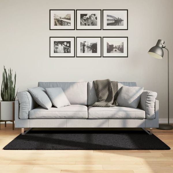 vidaXL Shaggy koberec PAMPLONA, vysoký vlas, moderný, čierny 80x150 cm