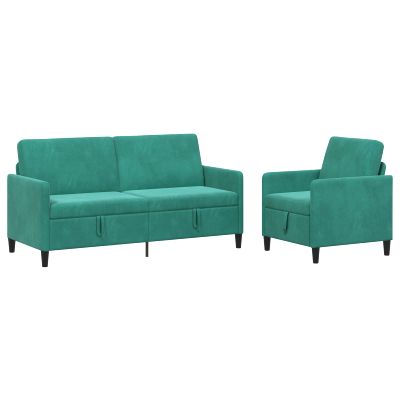 vidaXL Súprava pohovky s úložným priestorom 2 ks Tyrkysová Polyester
