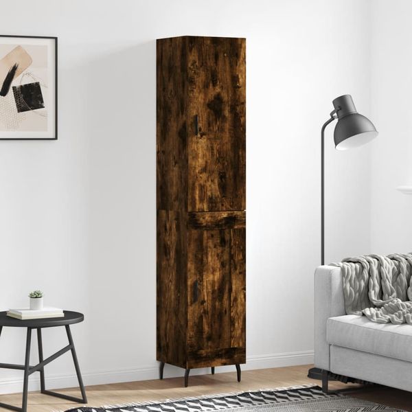 vidaXL Vysoká skrinka dymový dub 34,5x34x180 cm spracované drevo