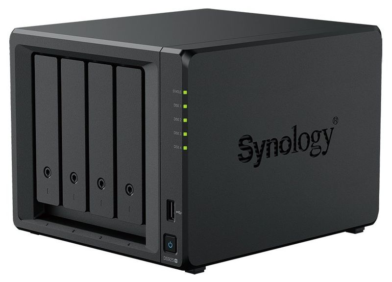 Synology DS925+ DiskStation Sieťové úložisko NAS, 4× 2,5"/3,5" SATA III, 2× M.2, quad-core 2,2GHz, 4GB DDR4, 2× 2,5G LAN, 2× USB 3.0, 1× USB-C