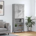 vidaXL Vysoká skrinka betónová sivá 69,5x34x180 cm spracované drevo