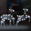 vidaXL Vianočné soby 2 ks strieborné 40 LED diód