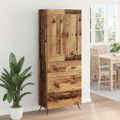 vidaXL Highboard Staré drevo 69,5 x 34 x 180 cm Kompozitné drevo